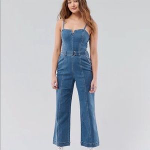 Hollister denim jump suit with tie
